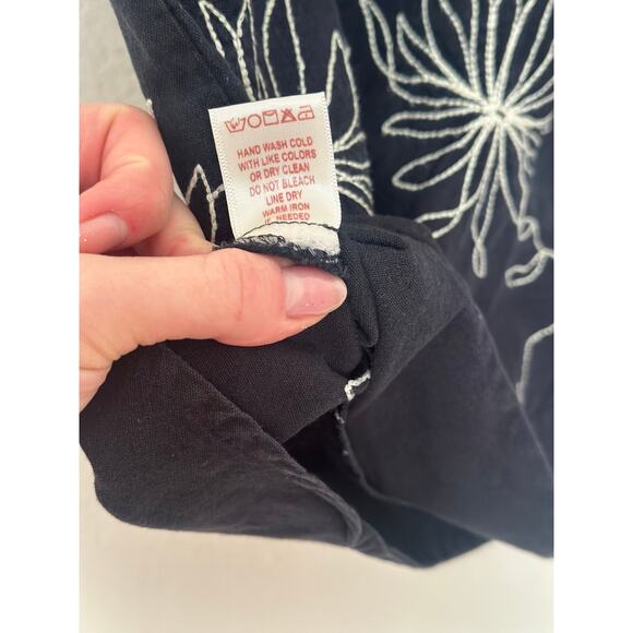 Large Adventura Clothing Linen Cotton Embroiderd Floral Tank Top Blouse Womens - Picture 7 of 11